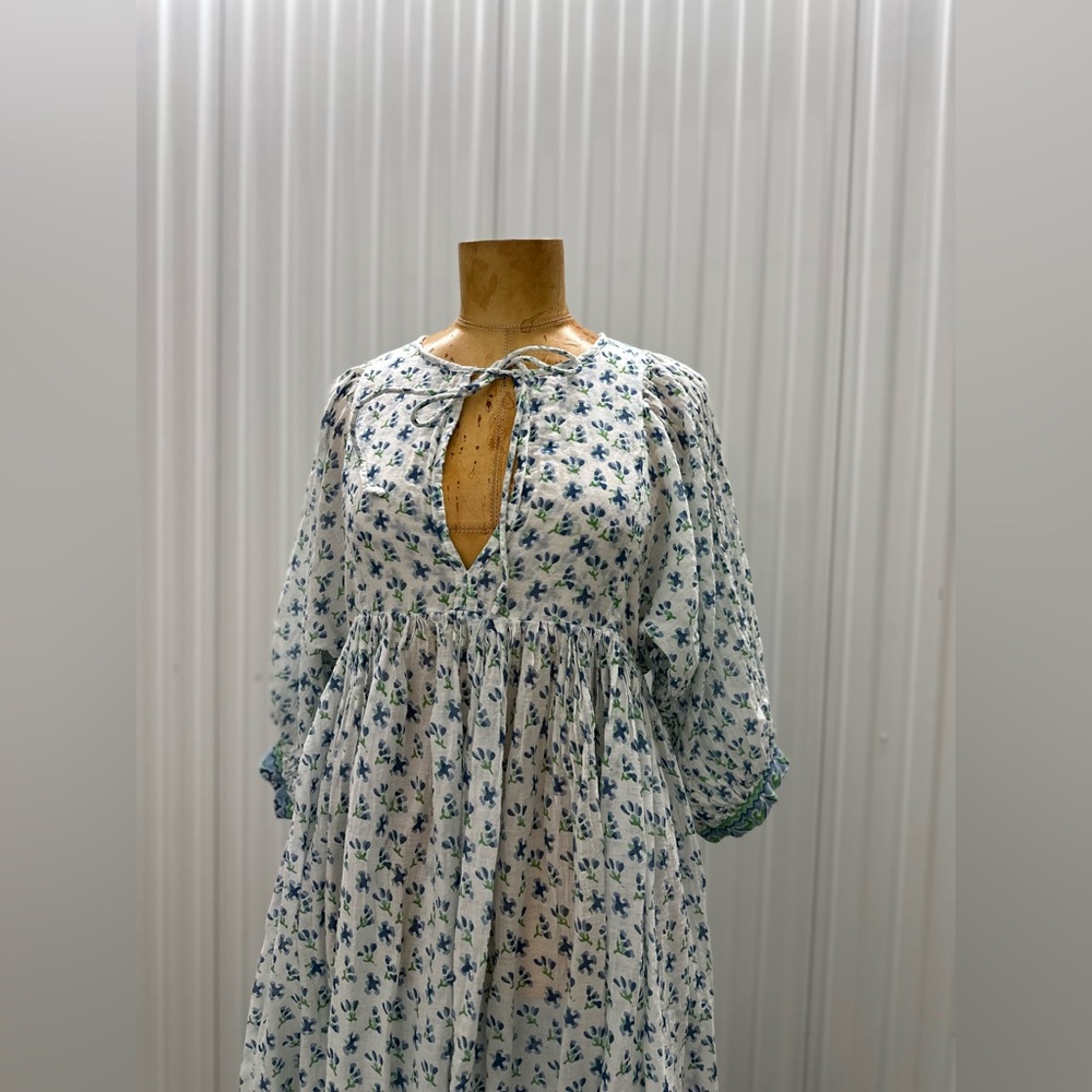 Daughters Of India Dress Size S Kyra Maxi Azure Floral Blue